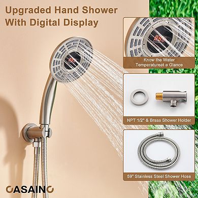 Casainc Digital 12inch 3 Function Luxury Thermostatic Shower System With 6-jet