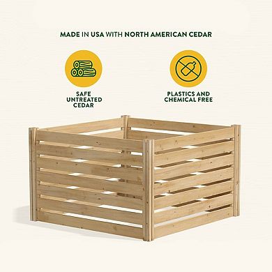 Large Cedar Wood Compost Bin for Home or Community Gardens, 308-Gallon Capacity