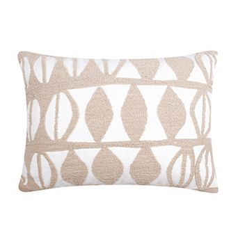 Levtex Home Pickford Beige Natural Crewel Geo Throw Pillow