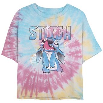 Disney's Lilo & Stitch Juniors' Planets Stitch Cropped Tie Dye Graphic Tee