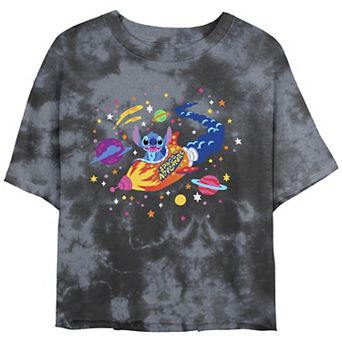 Disney's Lilo & Stitch Juniors' Space Adventure Stitch Cropped Graphic Tee
