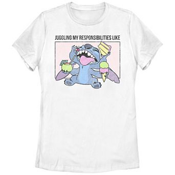 Disney's Lilo & Stitch Responsibilities Juggler Stitch Juniors' Graphic Tee