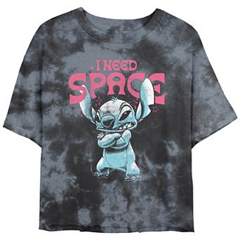 Disney's Lilo & Stitch I Need Space Stitch Crop Top Bombard Wash Juniors' Graphic Tee