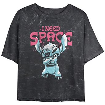 Disney's Lilo & Stitch I Need Space Stitch Crop Top Mineral Wash Juniors' Graphic Tee