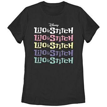 Disney's Lilo & Stitch Stack Title Logo Juniors' Graphic Tee