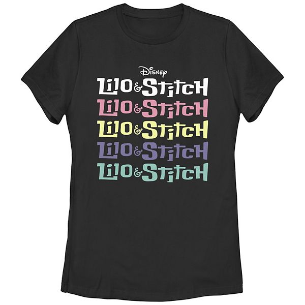 Disney's Lilo & Stitch Stack Title Logo Juniors' Graphic Tee