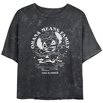Disney's Lilo & Stitch Celestial Ohana Means Family Crop Top Mineral Wash Juniors' Graphic Tee