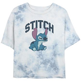 Disney's Lilo & Stitch Angry Looking Stitch Crop Top Bombard Wash Juniors' Graphic Tee