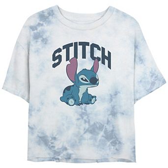 Disney's Lilo & Stitch Angry Looking Stitch Crop Top Bombard Wash Juniors' Graphic Tee