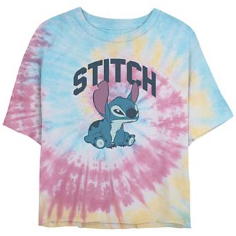 Disney's Lilo & Stitch Angry Looking Stitch Crop Top Tie Dye Juniors' Graphic Tee