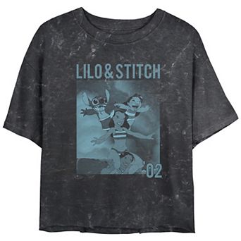 Disney's Lilo & Stitch Surfing Ohana Crop Top Mineral Wash Juniors' Graphic Tee
