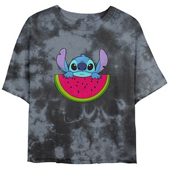Disney's Lilo & Stitch Watermelon Stitch Crop Top Bombard Wash Juniors' Graphic Tee