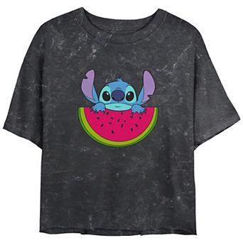 Disney's Lilo & Stitch Watermelon Stitch Crop Top Mineral Wash Juniors' Graphic Tee