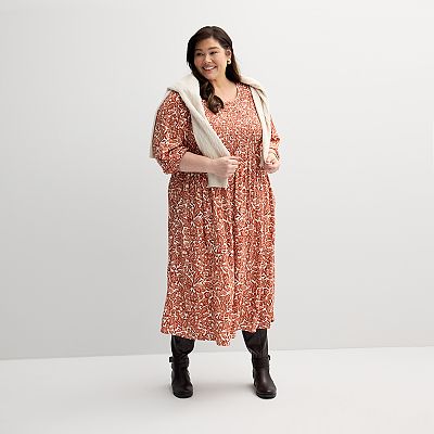 knee length dresses for ladies Olive Floral Smocked Maxi Dress