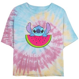 Disney's Lilo & Stitch Watermelon Stitch Crop Top Tie Dye Juniors' Graphic Tee