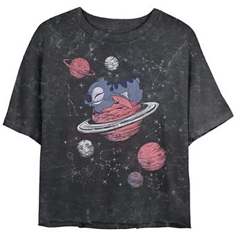 Disney's Lilo & Stitch Saturn Snooze Crop Top Mineral Wash Juniors' Graphic Tee