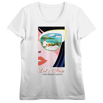 Juniors' White Lotus & Half Face the Flowers Graphic Tee
