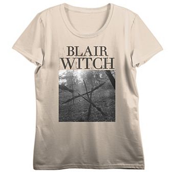 Juniors' Blair Witch Stick Figure Monotone Photo Art Graphic Tee