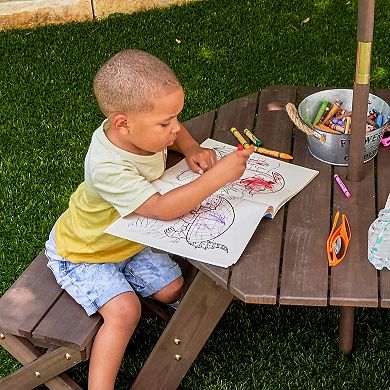 KidKraft Octagon Kid's Picnic Table, Stools & Umbrella 6-piece Set