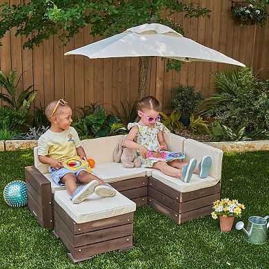 KidKraft Outdoor Sectional Ottoman & Umbrella Set