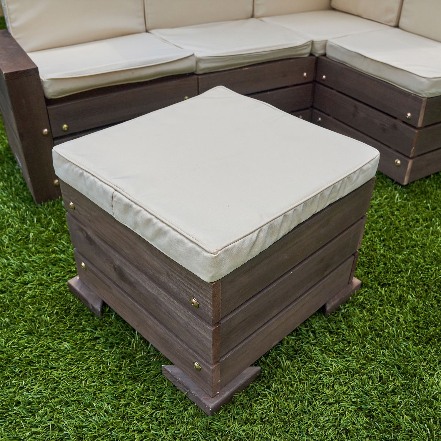 KdKraft Wooden Outdoor Sectonal Ottoman & Umbrella