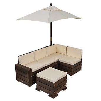 KidKraft Outdoor Sectional Ottoman & Umbrella Set