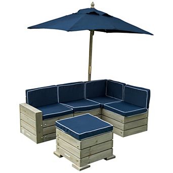 KidKraft Outdoor Sectional Ottoman & Umbrella Set