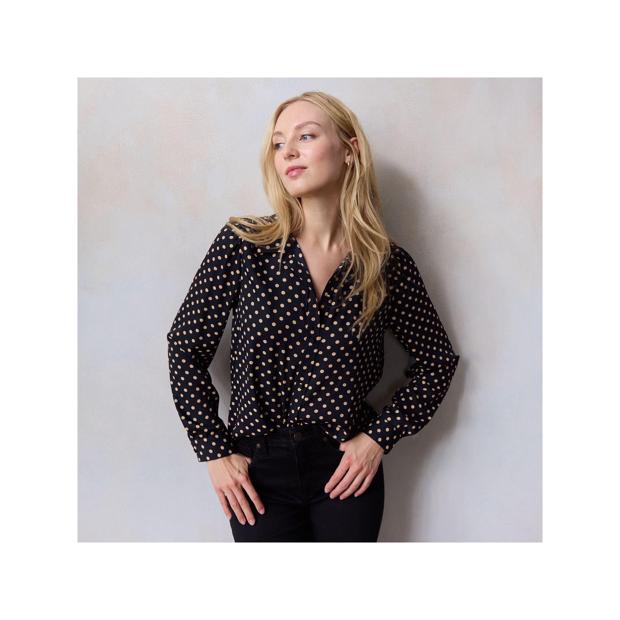 Womens LC Lauren Conrad Button Front Shirt, Size: XXL, Black Clara Dot