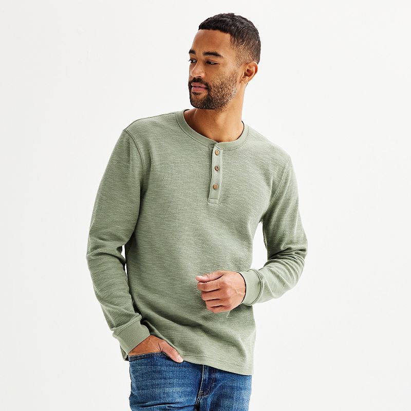 Men's Sonoma Goods For Life® Long Sleeve Textured Henley Tee