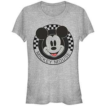 Disney's Mickey Mouse Checkered Stamp Juniors' Graphic Tee