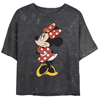 Disney's Minnie Mouse Polka Dot Ensemble Crop Top Mineral Wash Juniors' Graphic Tee