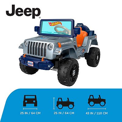 Power Wheels Hot Wheels Jeep Wrangler Toddler Ride On Toy with Driving Sounds Multi Terrain Traction SEATS 1 Ages 2 Years Small