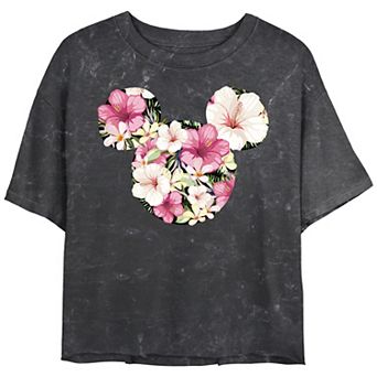 Disney's Mickey Mouse Tropical Mouse Crop Top Mineral Wash Juniors' Graphic Tee