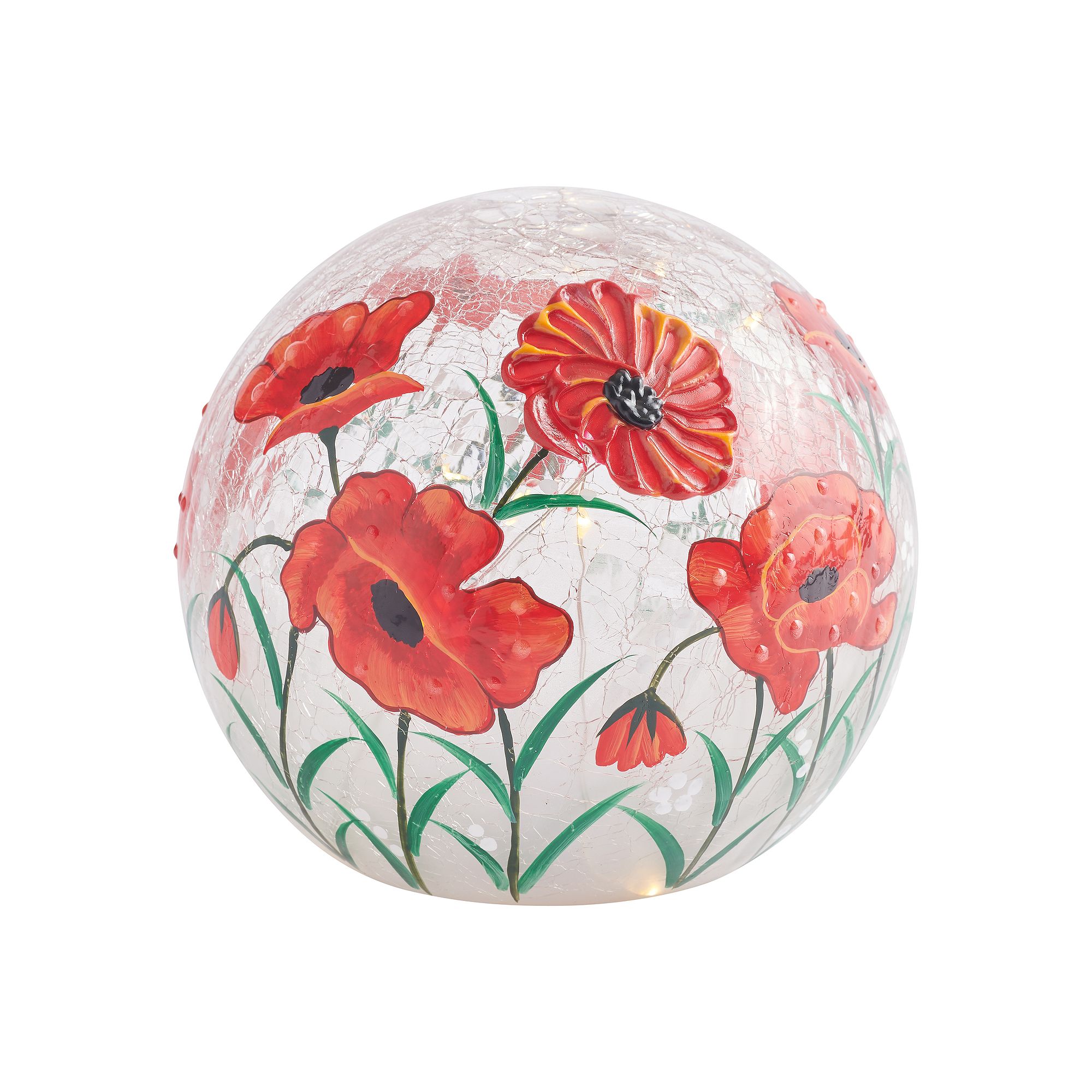 Studio 66 Royal Poppy Orb LED Table Decor, Red