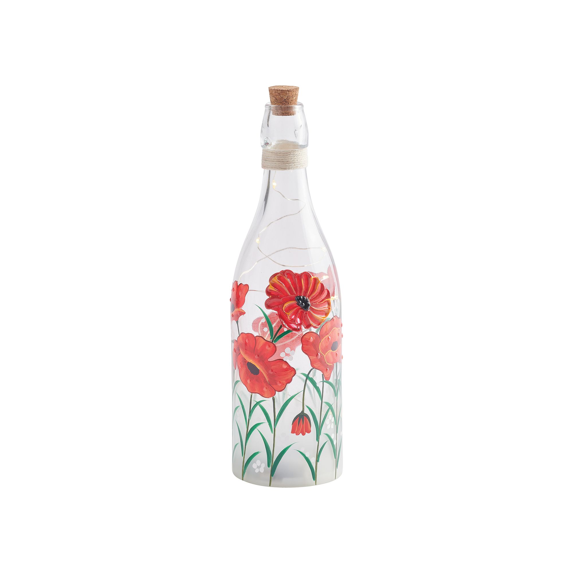 Studio 66 Royal Poppy Bottle LED Table Decor, Red