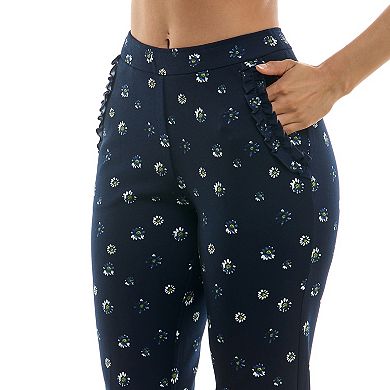 Women's Nina Leonard Allover Print Crepe Fitted Pants