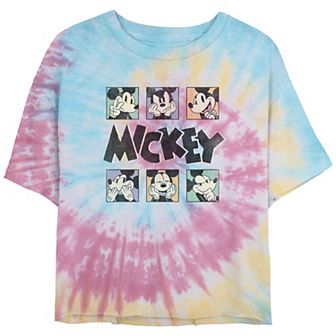 Disney's Mickey Mouse Head Portraits Crop Top Tie Dye Juniors' Graphic Tee