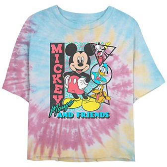 Disney's Mickey Mouse And Friends Portraits Crop Top Tie Dye Juniors' Graphic Tee