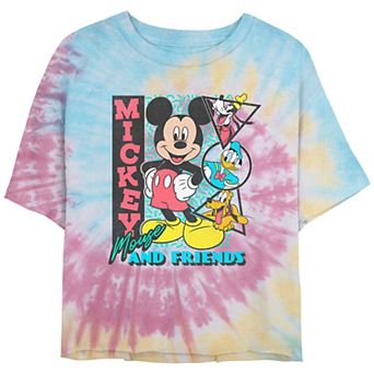 Disney's Mickey Mouse And Friends Portraits Crop Top Tie Dye Juniors' Graphic Tee