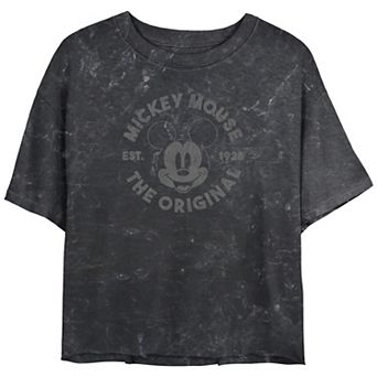 Disney's Mickey Mouse The Original Crop Top Mineral Wash Juniors' Graphic Tee