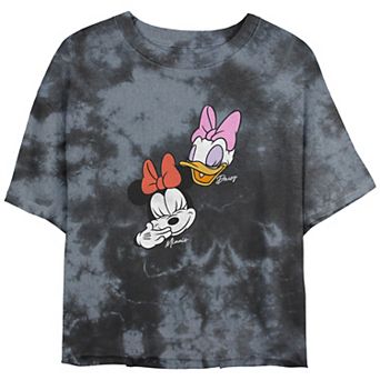 Disney's Minnie Mouse And Daisy Laughing Crop Top Bombard Wash Juniors' Graphic Tee