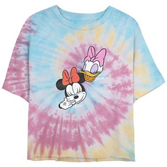 Disney's Minnie Mouse And Daisy Laughing Crop Top Tie Dye Juniors' Graphic Tee