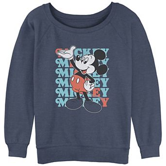 Disney's Mickey Mouse Juniors' Classic Name Stack Slouchy Terry Graphic Pullover