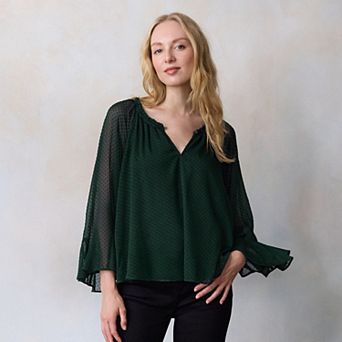 Women's LC Lauren Conrad Flutter Godet Sleeve Top