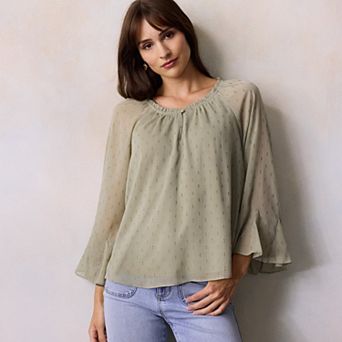 Women's LC Lauren Conrad Flutter Godet Sleeve Top