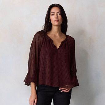 Women's LC Lauren Conrad Flutter Godet Sleeve Top