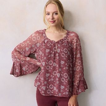 Women's LC Lauren Conrad Flutter Godet Sleeve Top