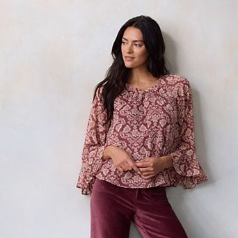 Women's LC Lauren Conrad Flutter Godet Sleeve Top