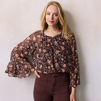 Women's LC Lauren Conrad Flutter Godet Sleeve Top
