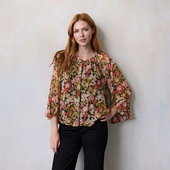 Women's LC Lauren Conrad Flutter Godet Sleeve Top